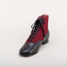 If you could only choose one boot for the broadest period of historic dress, the Larkspurs should be it! This faithful reproduction wool and leather bootie is accurate for a staggering 130+ years, from c. 1810 all the way through the 1930s. Advertised as warm and comfortable, practical, and even "healthy and sanitary," advertisements for these wool felt and leather boots were a standard in catalogs from the 1890s well into the 1930s. The style itself is significantly older, shown in illustration American Duchess, Leather Lace Up Boots, Historical Dresses, Danner Mountain Light Boot, Rubber Heels, Leather Booties, Leather Cover, Lace Up Boots, Leather And Lace