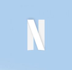 the letter n is made up of two white rectangles on a light blue background