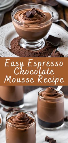 Chocolate Mousse Ideas, Espresso Chocolate Mousse, Hot Chocolate Mousse Recipe, Keto Chocolate Mousse Recipe, Chocolate Desserts Individual, Coffee Flavor Desserts, Christmas Desserts Mousse, Coffee Mouse Desert, Coffee Chocolate Dessert