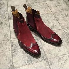 Burgundy Boots Ankle, Quality Leather Boots, Custom Design Shoes, Maroon Leather, Ankle Boots Men, High Ankle Boots, Handmade Leather Shoes, Mens Boots Fashion, Oxford Shoes Men