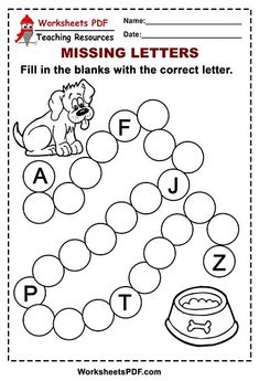 the missing letters worksheet for children to practice their handwriting and writing skills, including letter