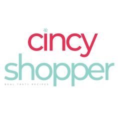 the logo for fancy shopper real tasty recipes is shown in red and blue