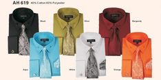 Men's fashion Dress Shirt With Tie&Hanky French Cuff Links Style AH619 Color Combination For Men, Mens Fashion Dress Shirts, Shirt With Tie, French Cuff Dress Shirts, Solid Dress Shirt, Dress Shirt And Tie, High Fashion Dresses, New Mens Fashion, French Cuff