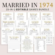 the wedding game bundle is shown with gold foil lettering