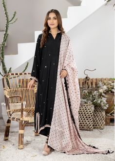 Black pure Boski silk kurta handworked with nude pink resham and mirrorwork details on the neckline, sleeves, front and back of the shirt (Includes shirt only) Pink Kurta, Astoria Ny, Black Pure, Silk Kurta, Nude Pink, The Shirt, Design Studio, Silk, Pure Products