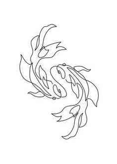 a black and white drawing of a koi fish