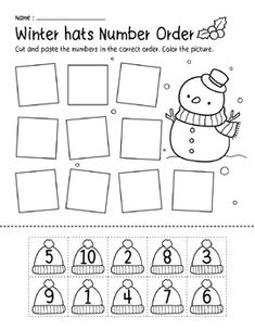 the winter hat number order worksheet