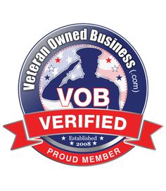 the logo for vob verified, an american owned business company that is proud to be awarded