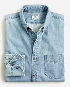 J.Crew: Midweight Denim Workshirt For Men Workwear Fashion, Favorite Jeans, Denim Shirt, Chambray, Work Wear, J Crew, Cashmere, For Men, Blazer