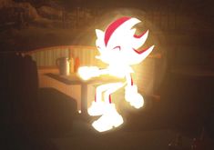 a cartoon figure is lit up in the dark with light coming from it's head