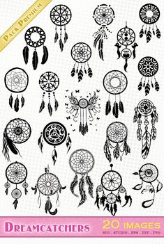 the dream catchers clip art is shown in black and white