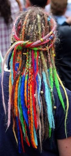 Colorful Dreads, Multi Colored Hair, Boho Styl, Estilo Hippie, Boho Hairstyles, Crazy Hair, Hair Art, Hairstyles Haircuts