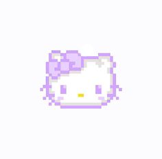 an image of hello kitty pixelated in purple and white with the word hello kitty on it