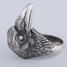 Raven Natural Sterling Silver Ring Raven Symbol, Two Ravens, Huginn And Muninn, God Of Wisdom, Raven Jewelry, Paw Ring, Viking Ring, Mens Rings, The Vikings