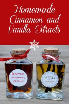 homemade cinnamon and vanilla syrup in small glass bottles