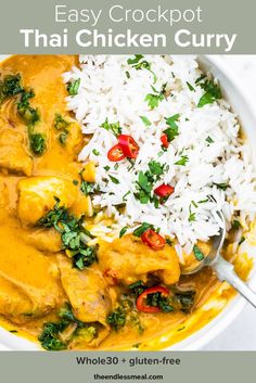 a white bowl filled with rice and chicken curry