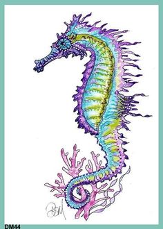 a drawing of a sea horse on white paper