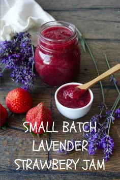 strawberry lavender jam Homemade Jam Recipes, Lavender Food, Lavender Dessert, Strawberry Lavender, Lavender Jam, Strawberry Recipes Easy, Lavender Ideas, Low Sugar Jam, Spring Meals