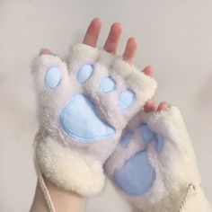 Cat Paw Fingerless Gloves, Paw Fingerless Gloves, Sanrio Clothes, Paw Gloves, Blue Gloves, Kawaii Accessories, Girly Accessories, Cat Paw, Hello Kitty Items