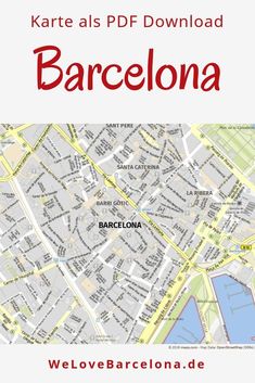 a map with the name barcelona on it and an image of barcelona in red text