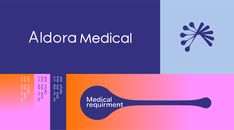 the medical logo is shown in three different colors and styles, including blue, pink, purple