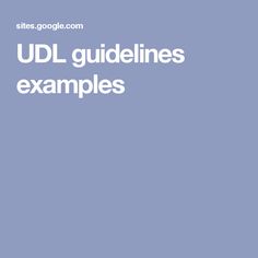 the words udl guidelines examples are in white