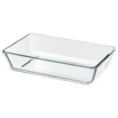 a glass baking dish on a white background