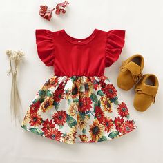 Newborn Girl Dresses, Summer Baby Clothes, Toddler Girl Shoes, Fashionable Baby Clothes, Flutter Sleeve Dress, Baby Outfits Newborn, Baby Outfits, Kids Outfits Girls, Matching Family Outfits