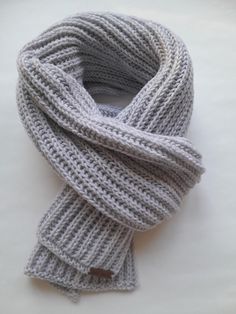 Classic men's hand-made knitted scarf. Soft, voluminous, warm. Yarn composition: wool 50% acrylic 50%. Size 180 cm x 27 cm. Casual Gray Winter Scarf, Cozy Gray Scarves For Cold Weather, Cozy Gray Scarf For Cold Weather, Men's Scarf, Male Hands, Mens Scarves, Classic Man, Scarf Wrap, Knitted Scarf