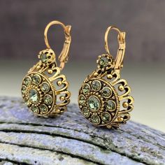 Ottoman Rose Shaped Black Diamond Simulant With Bronze Earrings Antique Design - Etsy Jewelled Headpiece, Edwardian Jewelry, Bronze Earrings, Earrings Antique, Bangles Jewelry Designs, Diamond Simulant, Turquoise Stones, Antique Design, Back To Life