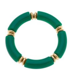 Resin Bracelet Featuring Gold Beads. - Approximately 3" in Diameter Disc Bracelet, Green Bracelet, Resin Bracelet, Gold Disc, Stackable Bracelets, Green Item, Bubblegum Pink, Tis The Season, Stretch Bracelet