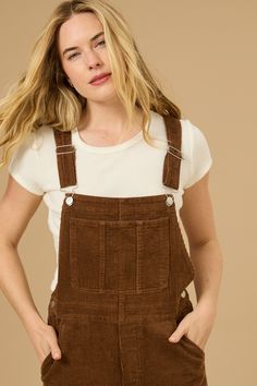 Addison Corduroy Overalls in Brown | Altar'd State Brown Corduroy Overalls Outfit, Cotton Overalls With Adjustable Straps For Fall, Courdory Overall, Fall Bib Front Overalls With Adjustable Straps, Fall Cotton Overalls With Adjustable Straps, Casual Corduroy Overalls For Fall, Casual Fall Corduroy Overalls, Brown Corduroy Overalls, Brown Curdoroy Overalls