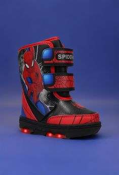 Keep your toddler’s feet cozy and stylish this winter with these Toddler Marvel Spider-Man Winter Boots in Black/Red. Made from durable material to handle all their adventures, these boots feature a convenient hook and loop closure for easy on and off. The round toe design ensures comfort, while the medium shoe width provides a snug fit. Perfect for snowy days or just chilly outings, your toddler will love showing off their favorite Spider-Man characters while staying warm. Shoe Designs, Chelsea Rain Boots, Mens Winter Boots, Modern Shoes, Toddler Boots, Waterproof Winter Boots, Rubber Boot, Shearling Boots