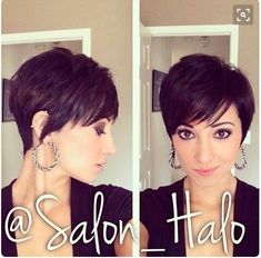 Brunette Pixie Cut, Funky Hair, Curly Pixie Haircuts, Textured Pixie Cut, Thick Hair Cuts, Woman Hairstyles, Pixie Cut With Bangs, Trendy Short Haircuts, Haircut And Color