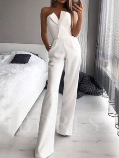 White Jumpsuit Formal, White Jumpsuit Wedding, Jumpsuit For Wedding Guest, Graduation 2024, Formal Jumpsuit, Solid Color Jumpsuits, Bridal Jumpsuit, Wedding Jumpsuit, Jumpsuit Elegant