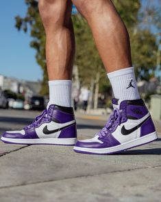 Jordan 1 Court Purple Outfit, Jordan Shoes For Sale, Jordan Shoes For Women, Nike Shoes Women Fashion, All White Sneakers, Sports Shoes Outfit