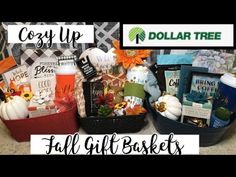 a basket filled with lots of different items and the words cozy up full gift baskets