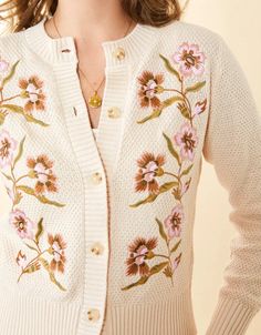 Jayme Embroidered Cardigan Calm Waters - $158.40 Pink Closet, Front Porch Swing, Layering Cardigan, I Fall To Pieces, Hope Is The Thing With Feathers, Cute Crewneck, Girls Attire, Calm Waters, Spartina 449