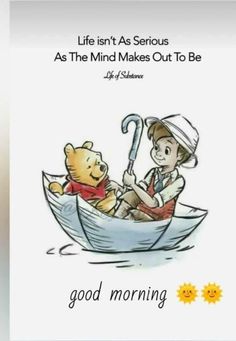 an image of winnie the pooh in a boat with a teddy bear on it