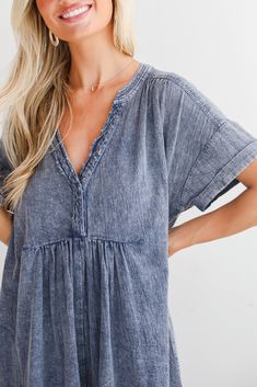 Everyone will adore your outfit when it includes the Trendy Momentum Denim Romper! Crafted from durable yet soft denim, this romper combines the timeless appeal of denim with a modern, playful silhouette. Featuring a tailored fit with a cinched waist, it creates a flattering shape while offering comfortable mobility. The short sleeves and relaxed shorts add a laid-back vibe, perfect for warm-weather outings. With functional buttons and pockets, this romper is both stylish and practical. Dress it Non-stretch Denim Jumpsuit With Short Sleeves, Dark Wash Short-sleeve Denim Dress, Non-stretch Washed Blue Denim Dress, Washed Blue Relaxed Fit Button-up Denim Dress, Medium Wash Cotton Button-up Denim Dress, Casual Kimono, Brunch Dress, 4th Of July Outfits, Denim Romper