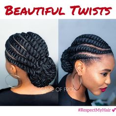 Updo Cabello Natural, Flat Twist Styles, Diy Updo, Flat Twist Updo, Twisted Hair