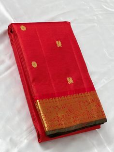 Bridal Collection Red Color Pure Kanchipuram Silk Saree | Indian Traditional Ethnic Saree | Wedding or Party Wear Saree | Handwoven Gift Saree for Her Product Details : Saree Type : Pure Kanchipuram Silk Saree Golden Zari, Silk Mark Certified Blouse Piece : Yes (Un-Stitched) Saree Length : 5.5 Meters Blouse Piece Length : 80 cm Saree Weight : 0.9 kg Saree Fabric : Pure Kanchipuram Silk  Color : As shown in the picture Work : weaving Pattern : designer Occasion: Party Wear, Formal Wear, Festival Ceremonial Saree With Pallu, Red Art Silk Churidar For Traditional Ceremonies, Red Churidar For Diwali And Traditional Ceremonies, Traditional Churidar With Zari Work For Puja, Red Handloom Traditional Wear For Ceremonial, Red Handloom Traditional Wear For Ceremonial Occasions, Ceremonial Blouse Piece For Diwali, Ceremonial Saree With Self Design For Navratri, Bollywood Style Churidar With Pallu For Puja