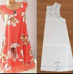 a woman's dress is shown next to an image of the pattern for it