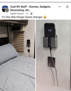 two photos side by side, one with an iphone charging and the other with a charger attached to it