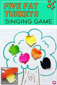 A Fun and Easy Singing Game for "Five Fat Turkeys" that your students will love to play in music calss this November! It's great way to boost your Fall elementary lesson plans for PreK, Kindergarten, and first grade! It's simple to play and requires almost no extra materials. Your primary students will ask for it again and again! #sillyomusic #elmused #musiceducation Preschool Thanksgiving, Singing Games, Thanksgiving Lessons, Kindergarten Music, Elementary Lessons