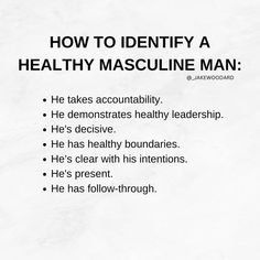 a piece of paper with the words how to identify a healthy mascuine man