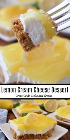 a lemon cream cheese dessert on a fork