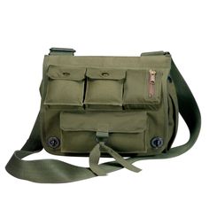 Rothco’s Venturer Survivor Shoulder Bag provides plenty of storage compartments in a compact easy-to-carry package that is perfect for EDC (everyday carry) and the great outdoors. Shoulder bag features a roomy main compartment (measures 10 inches x 8 inches x 5 inches) Water repellent nylon interior Main compartment with open top back flap perfect for storing a tablet Three compact top pouches on the front flap of the canvas bag – two with snap closures and one with a zipper (pouches measure 3 i Army Navy Store, Cell Phone Pouch, Rucksack Backpack, Phone Pouch, Unisex Accessories, Pocket Bag, The Bag, Fun Bags, Canvas Bag