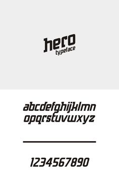 the logo for hero typeface is shown in black and white