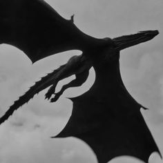 a large black dragon flying through the sky